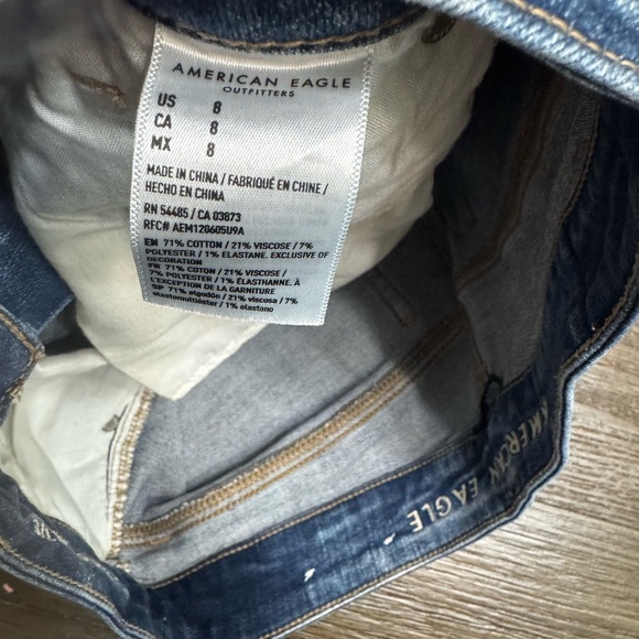 American Eagle Outfitters Blue Jean Shorts Distressed Frayed Hem‎ - Picture 3 of 4